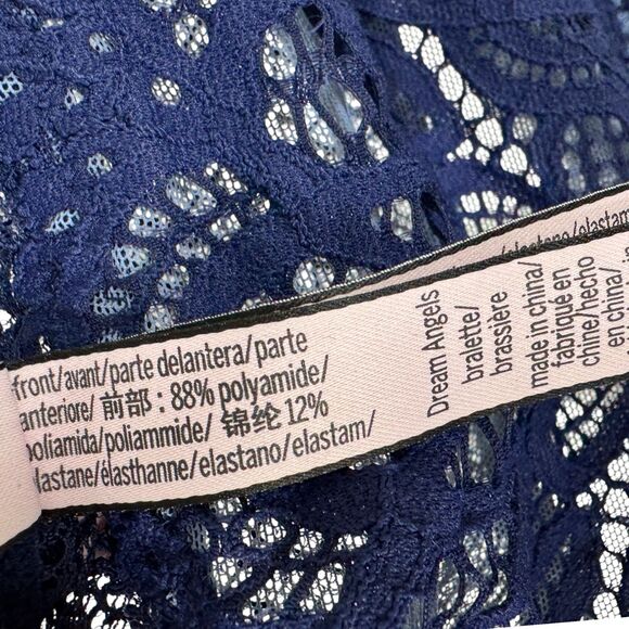 Victoria Secret Navy Blue Dream Angels strapless Bralette Lace Size Large - Picture 10 of 10